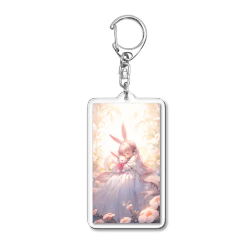 ふわふわ野ウサギとウサギの子 Acrylic Key Chain