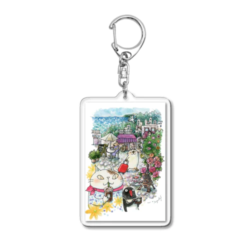 猫とペンギンと旅気分 Acrylic Key Chain