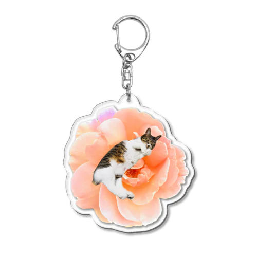 いやし花ねこ Acrylic Key Chain