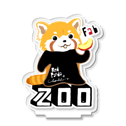 レッサーパンダ 0625 ZOOロゴ りんご大好き柄 Acrylic Stand