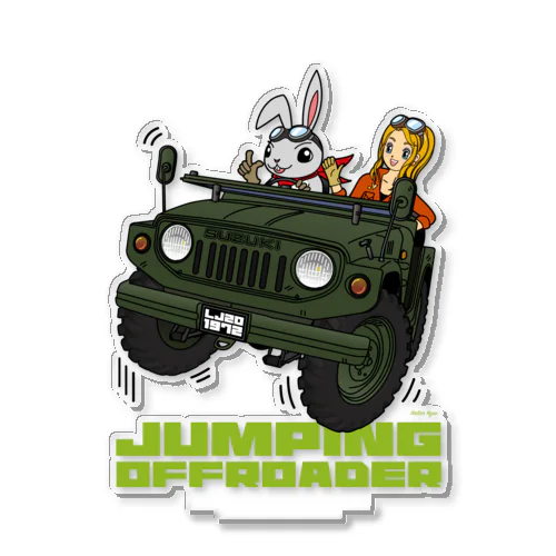 JUMPING OFFROADER 05 二代目ジムニーに乗るウサギと女の子 Acrylic Stand