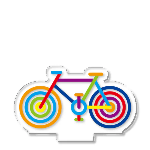 カラフルでポップなラインアートのスポーツ自転車 アクリルスタンド