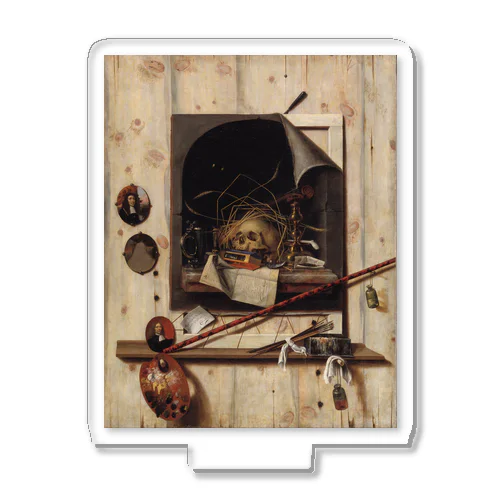 ヴァニタス画のあるアトリエの壁 / Trompe l'oeil with Studio Wall and Vanitas Still Life Acrylic Stand