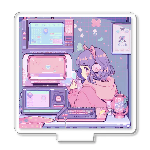 ドット絵  ピンクの少女 アクリルスタンド