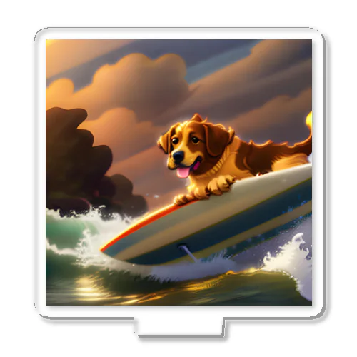 サーフィンしているかっこいい犬 アクリルスタンド