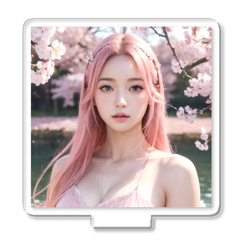 桜とピンクの髪の女の子 アクリルスタンド