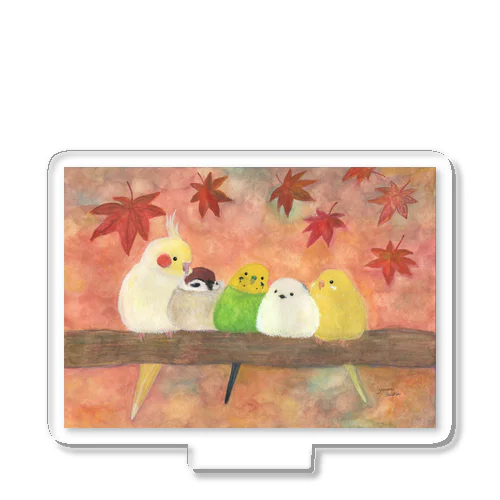 紅葉とインコたち Acrylic Stand