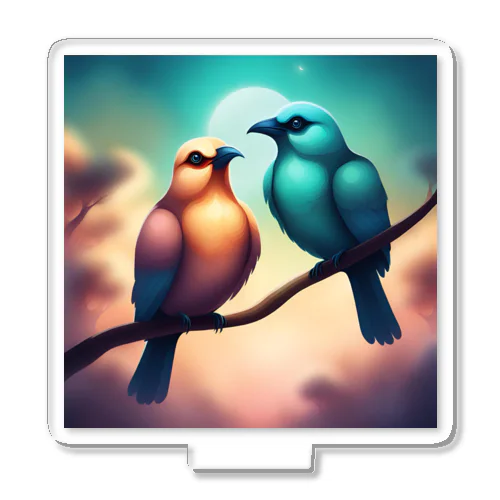 永遠の愛の絆幻想的な二羽の鳥 Acrylic Stand