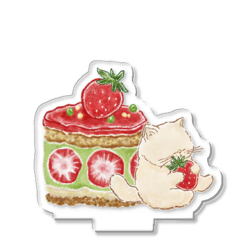 プーミーちゃんといちごとピスタチオのケーキ Acrylic Stand