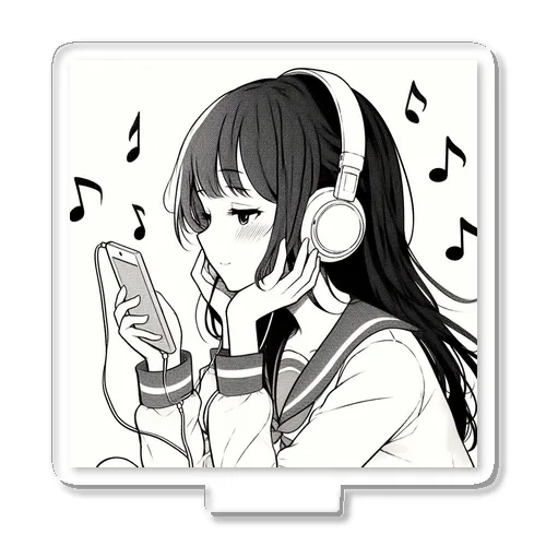 音楽を聴く女の子 アクリルスタンド