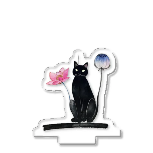 黒猫と花 Acrylic Stand