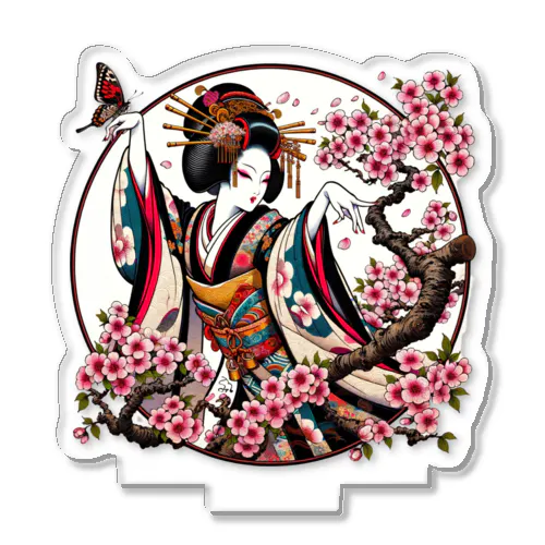 浮世絵 花魁と桜 Ukiyoe Oiran and Cherry Blossoms [UOS-DL-SR001-0002] Acrylic Stand