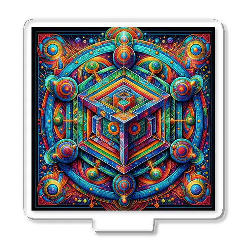 フラクタル超次元立方体〈神の家〉🏠サイケデリックタリスマン Acrylic Stand