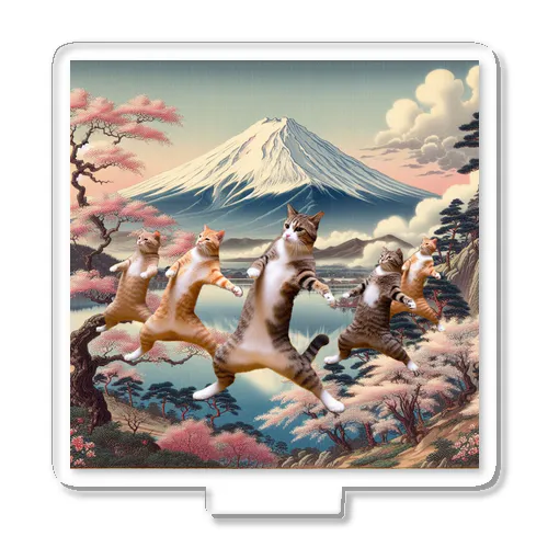 富士山とダンス猫 Acrylic Stand