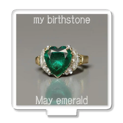 Birthstone/heart-shaped ring/May Acrylic Stand