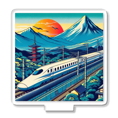 日本の風景:日本を代表する鉄道　新幹線、Japanese scenery: Japan's representative railway Shinkansen Acrylic Stand