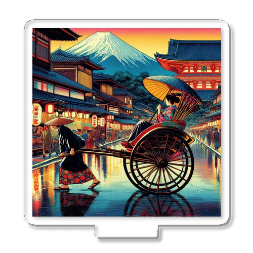 日本の風景:人力車で散策、Japanese scenery: Stroll around by jinrikisha Acrylic Stand