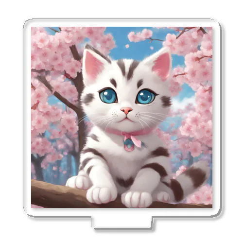 春と桜と虎縞白猫 アクリルスタンド
