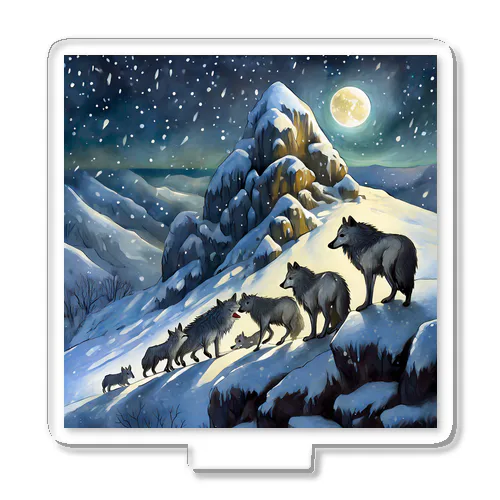 雪山のオオカミの群れ Acrylic Stand