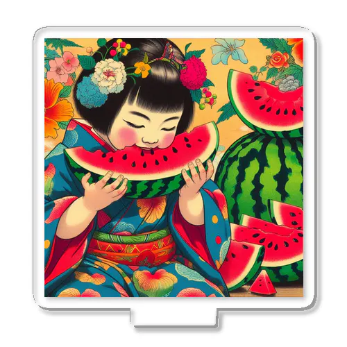 日本の風景:甘いスイカ、Japanese scenery: sweet watermelon Acrylic Stand