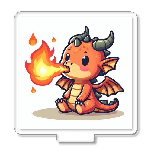 可愛らしい炎を吹くドラゴンキャラクター アクリルスタンド
