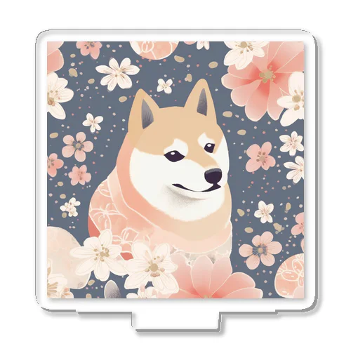 日本画風、柴犬と桜２-Japanese-style painting of a Shiba Inu with cherry blossoms 2 アクリルスタンド