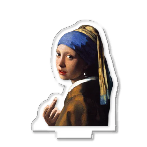  (真珠の耳飾りの少女) Girl with a Pearl Earring and a Middle Finger Acrylic Stand