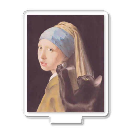 猫に真珠の耳飾り（メラノ美術館） Acrylic Stand