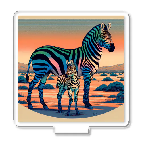 浮世絵風　シマウマ（偉大な野生動物）"Ukiyo-e Style Zebra (Majestic Wild Animal)" "浮世绘风格的斑马（伟大的野生动物）" アクリルスタンド