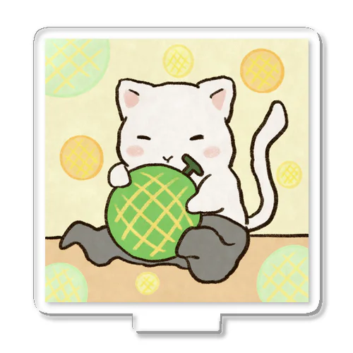 メロン大好きタイツ白ねこ Acrylic Stand