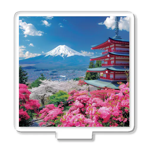 絶景な富士山ツツジ満開の季節 アメジスト 2846 Acrylic Stand