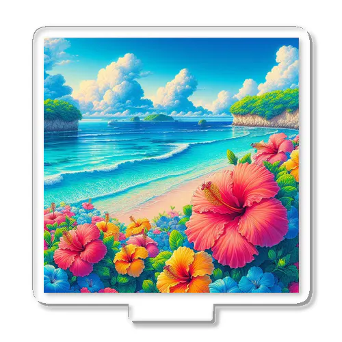 日本の風景:沖縄の海でゆんたく、Japanese scenery: Relaxing on the sea in Okinawa Acrylic Stand