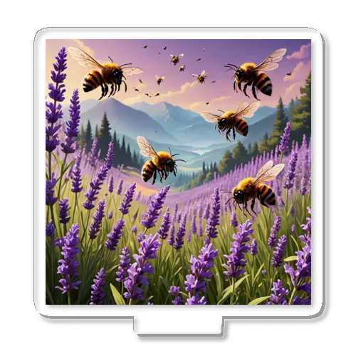 ラベンダーの花の周りを飛び回るミツバチ Acrylic Stand