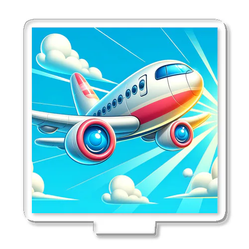 空飛ぶ飛行機のイラスト アクリルスタンド