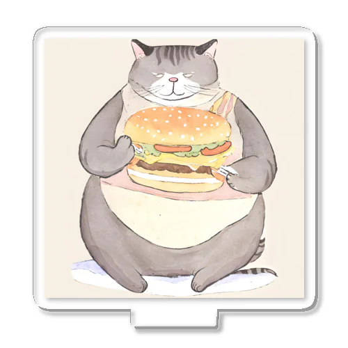 デブ猫ベイク、ハンバーガーを食らう。 Acrylic Stand
