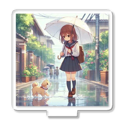 雨の日に出会う愛犬 Acrylic Stand