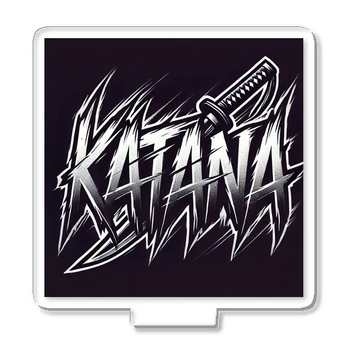 鋭利な刃の迫力を表現した「KATANA」ロゴデザイン アクリルスタンド