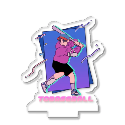 打つ左バッターくん Acrylic Stand