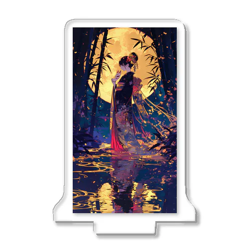 月夜に佇む女性(浮世絵風) Acrylic Stand