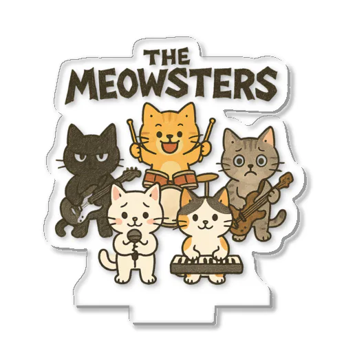 The Meowsters｜ゆるキャラ猫バンドTシャツ（5匹ver.）/The Meowsters | Cute Rock Band Cats T-Shirt (5 Members) Acrylic Stand