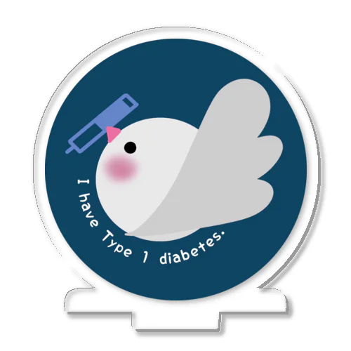 1型糖尿病文鳥デザインロゴマーク アクリルスタンド