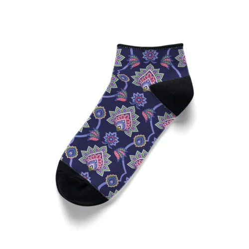インド風の植物柄（紫） Ankle Socks