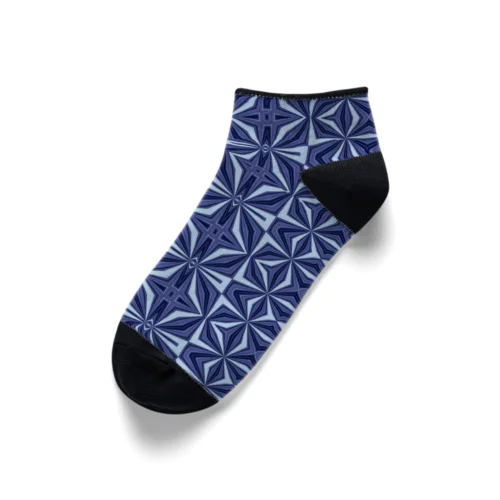 青色幾何学パターン靴下A Ankle Socks