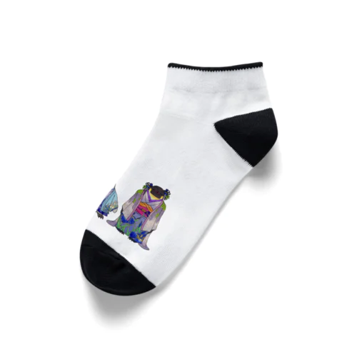 いずれ菖蒲か杜若₋Aptenodytes Kimono Penguins- Ankle Socks