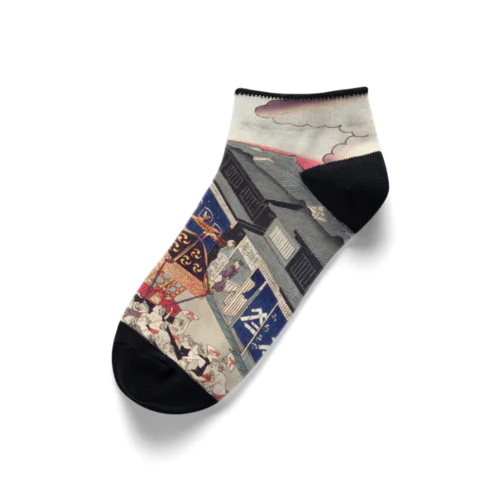 祇園祭　江戸名所道化尽　十七　壱丁目祇園会 / Comical Views of Famous Places in Edo 17th 1-chome Gionkai Ankle Socks