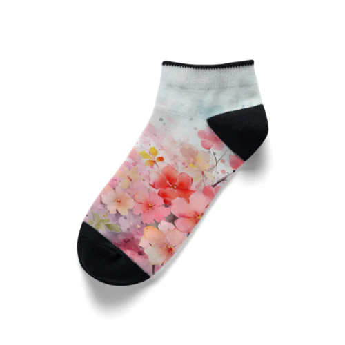 Colorful watercolor flower art 1 Ankle Socks