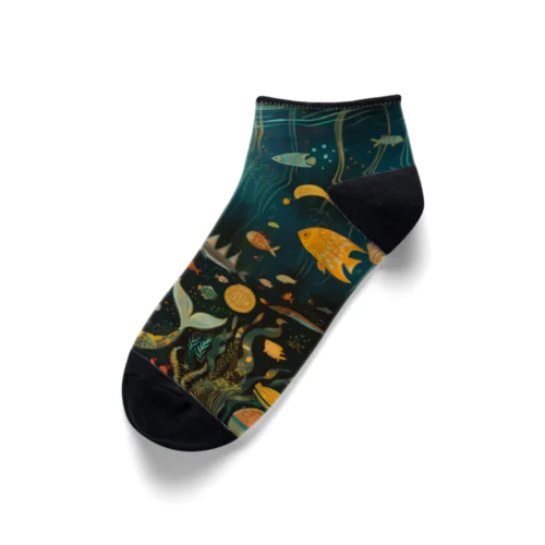 宝石を眺める人魚のくるぶしソックス Mermaid ankle socks gazing at jewels Ankle Socks