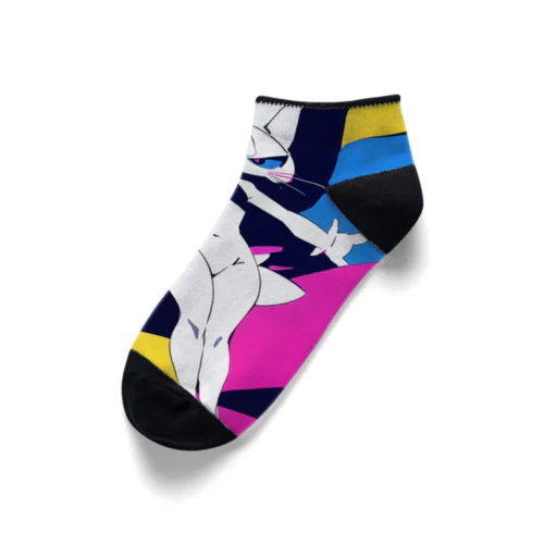 pop lady cat girl Ankle Socks