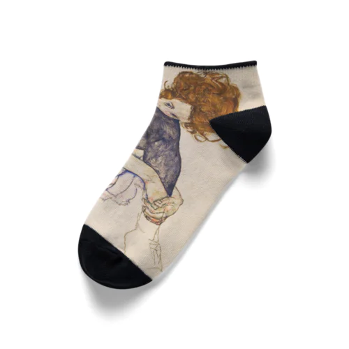 Egon Schiele Seated Woman with Legs Drawn Up（膝を抱える女性） Ankle Socks