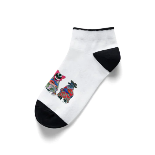 桜梅桃李-Spheniscus Kimono Penguins- Ankle Socks